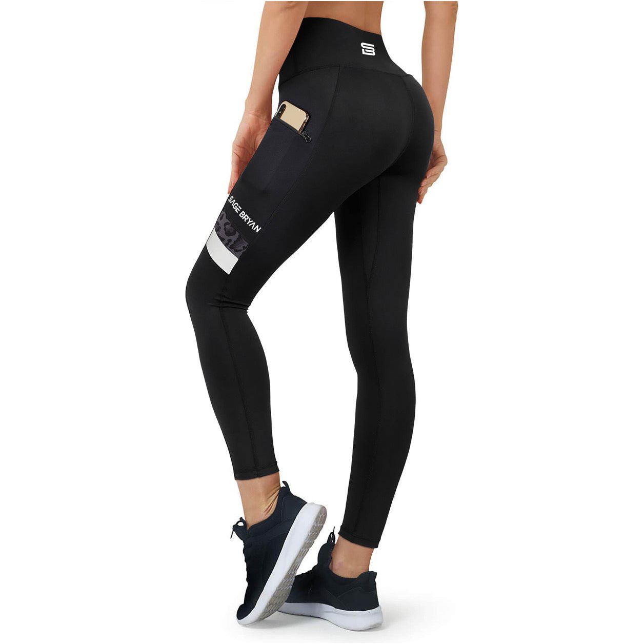 Women's high quality mid waist yoga leggings with zipper pockets.
