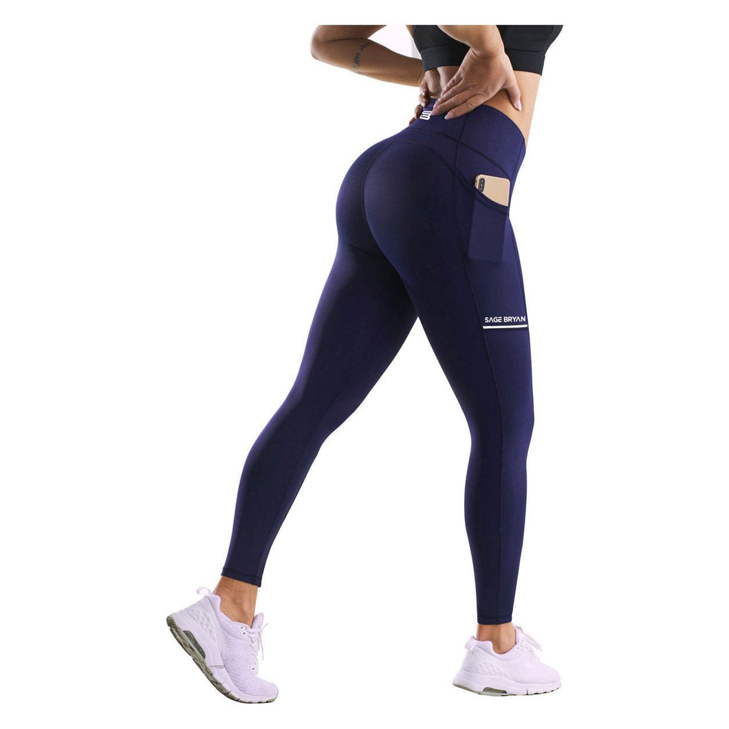 Sage Bryan Women mid waist squat proof pocket leggings